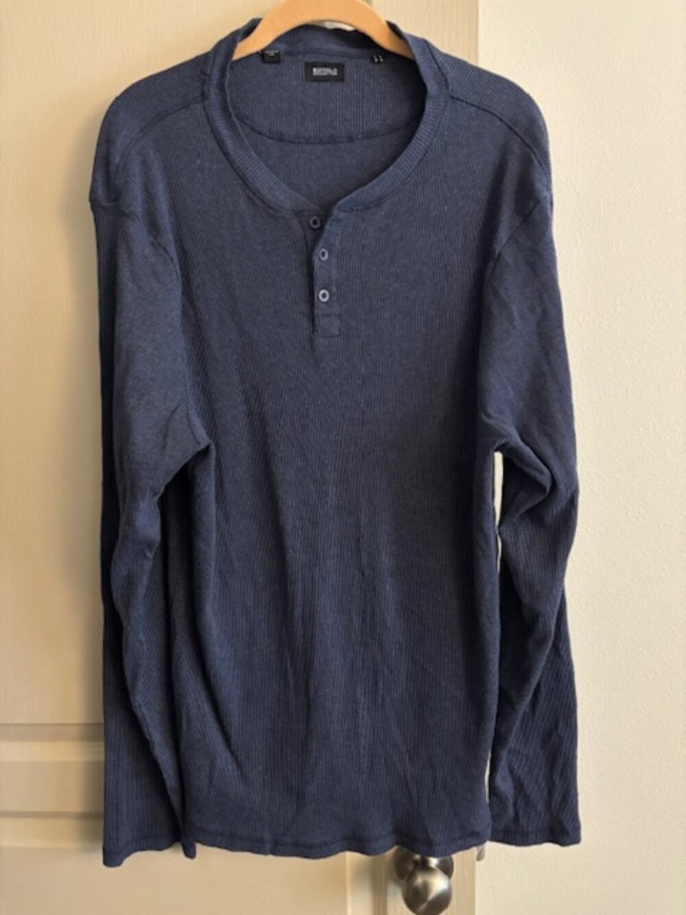 Buffalo David Britton Men's XXL Blue Henley Long Sleeve Cotton Blend